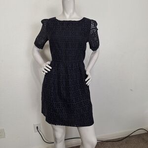 Gorman Navy Business Casual Textured Lace Fit & Flare Cocktail Dress Sz.10= US 6